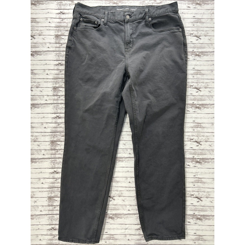 Old Navy Men Athletic Taper Flex Jeans 40x32 Actual (38x31) Dark Wash Gray Denim